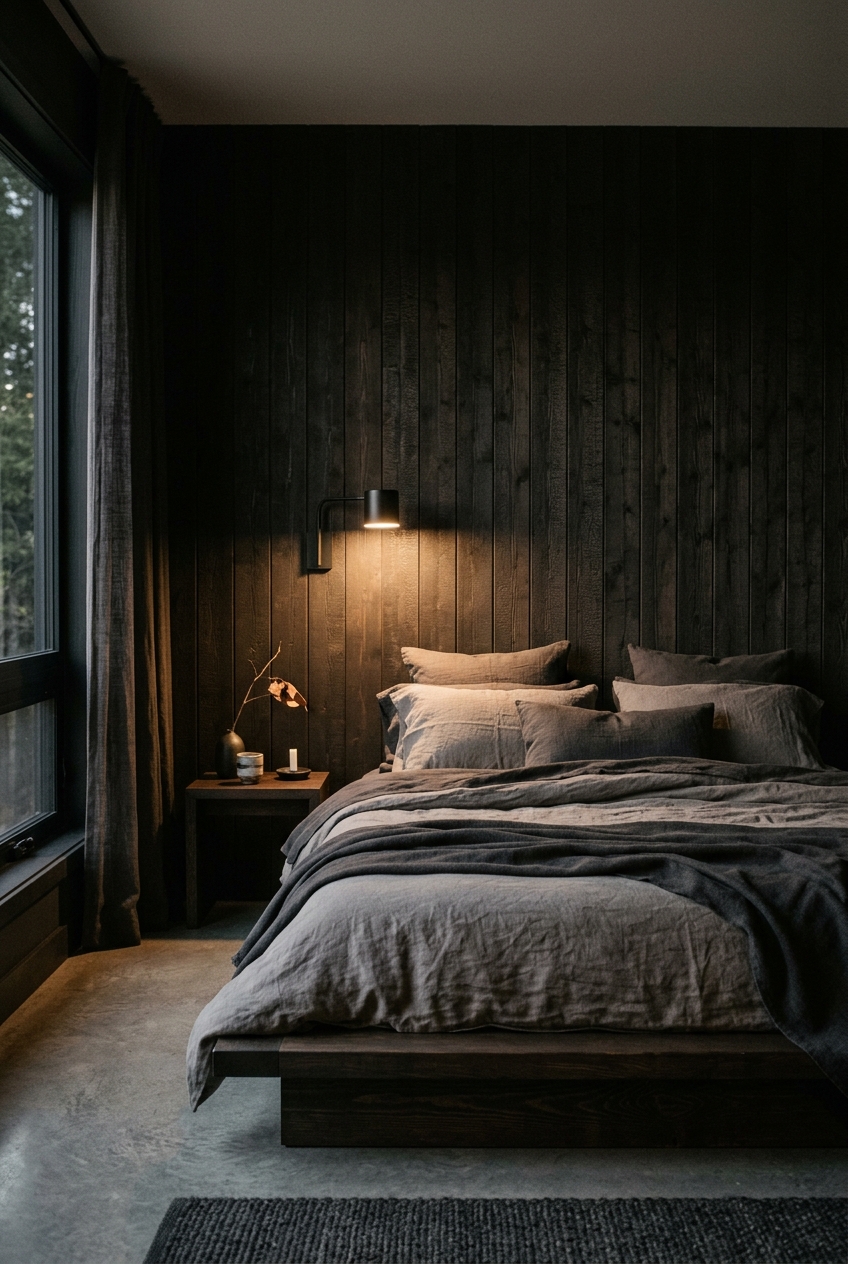 Dark Japandi bedrooms