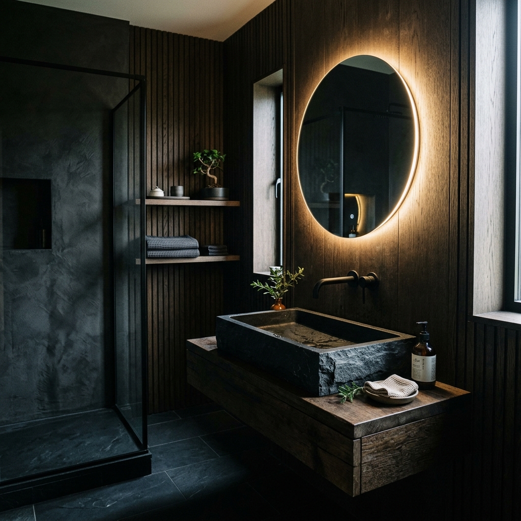 Sleek slate washroom